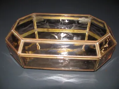 Via Vermont Glass And Brass Handcrafter Hinged Jewlery Trinket Candy Box • $19.99