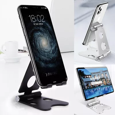 Metal Tablet Stand Cell Phone Desktop Adjustable Holder For IPhone IPad Support • £5.43