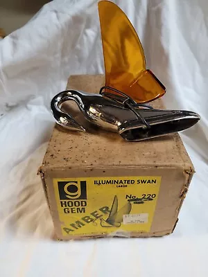 Vintage Chrome Gem Nos Hood Ornament Amber Illuminated Swan • $229.99