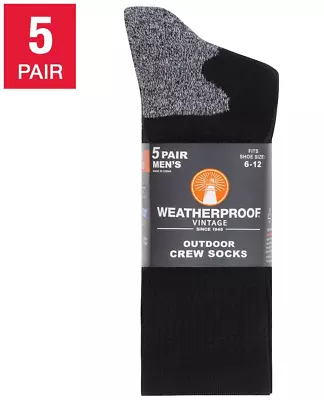 NWT Weatherproof Vintage Men's Outdoor Wool Blend Crew Sock 5PK Mens 6-12 • $14.88
