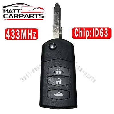 Fits For Mazda 2 3 6 Complete Remote Car Key 433MHz ID63 80Bit Chip 3 Buttons • $29.99