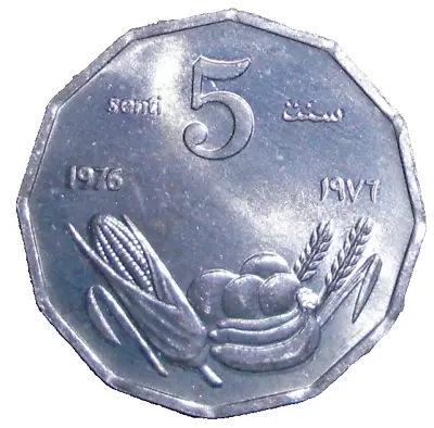 1976 Somalia Coin 5 Senti Africa (12-sided) Food Corn Fruit Bananas Wheat • $1.12