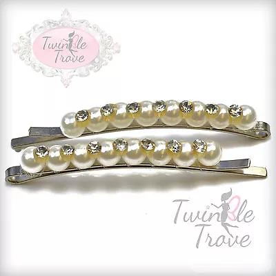 £1.49 • Buy Crystal Studded Faux Pearl Hairband Headband Hair Clips; Wedding Bridal Prom.
