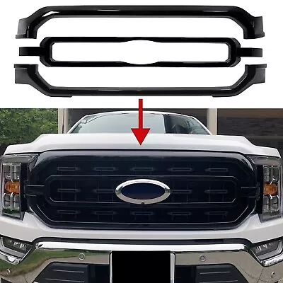 For 2021-2023 Ford F-150 XL XLT Black Grille Grill Insert Overlay 3PC Trim • $169.99