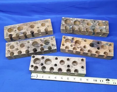 Lot Of 5 Vintage Wood Test Tube Racks Lab Equipment Purdue University  • $20