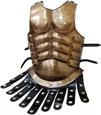 Medieval Armor Roman Muscle Jacket Antique Brass Steel 18G Rustic Vintage Home • $155.41