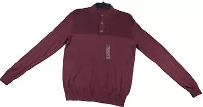 Club Room Sweater Mens Size Small Red Burgundy 1/4 Button Down Knit Casual New • $18.49