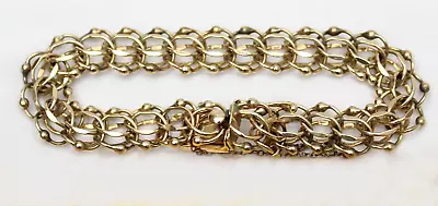 Vintage 14K Gold American Chain Co Interlocking Link Pendant Charm Bracelet • $1100