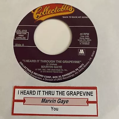 Marvin Gaye 45 Heard It Through The Grapevine / You NEW Reissue Unplayed Soul • $6.74
