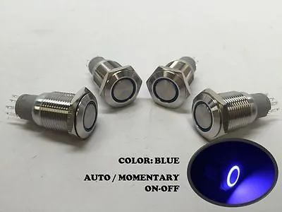 4 Of MARINE SS304 BLUE LED ULTRA FLUSH LIGHT AUTO ON-OFF PUSH SWITCH RING BUTTON • $20.99