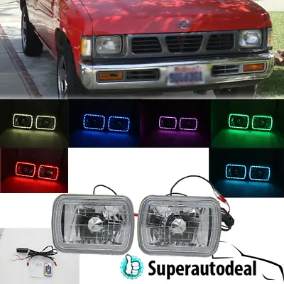 Fits Toyota Nissan Pickup 7  Inch 7X6 RGB Multi Color LED SMD Halo Headlights • $68.66