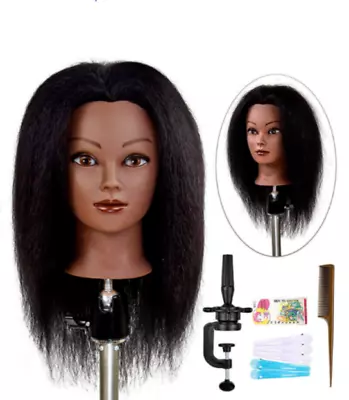 100% Human Hair Mannequin Head Hairdresser Manikin Training Cosmetology Doll • $36.95