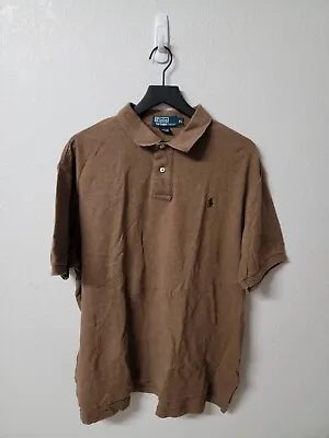 Polo Ralph Lauren Polo Shirt Men's XL Brown With Dark Brown Pony Good Condition  • $10