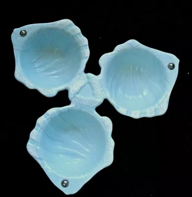 Mud Pie Light Blue Aqua Fish 3 Bowl Serving Dip Sauce Dish NEW • $17.99