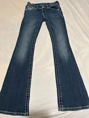 Miss Me Low Rise Bootcut Jeans Size 25  Embroidered Rhinestones Flare  • $31.99