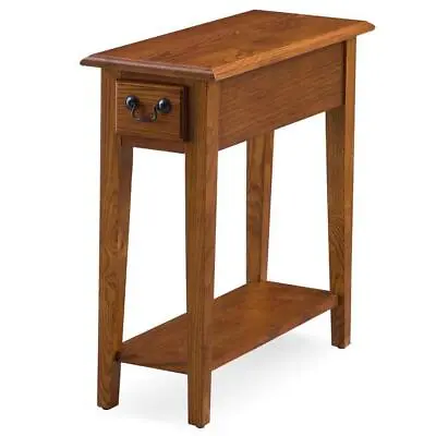 Leick Home End Side Table W/ 1-Drawer Shelf 10  W Medium Narrow Oak • $133.06