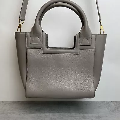 Smythson Of Bond Street Leather Handbag Taupe Grey Tote Bowling Holdall Bag **P • £299.99