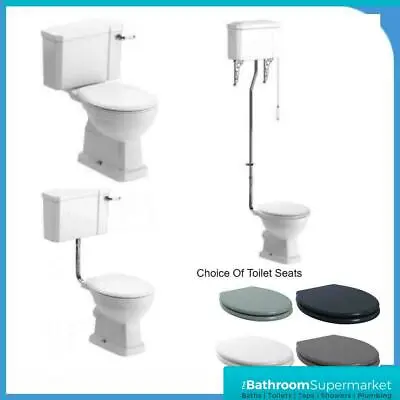 £229.95 • Buy Traditional Close Coupled Toilet Low High Level Pan Cistern Ceramic Oak White WC