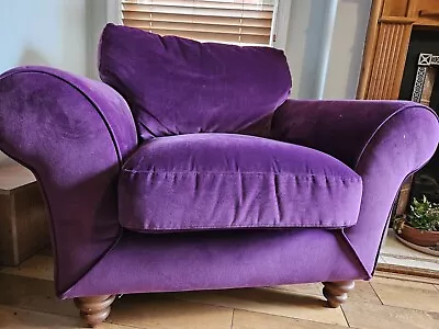 Purple Velvet Armchair And Large Storage Footstool • £100