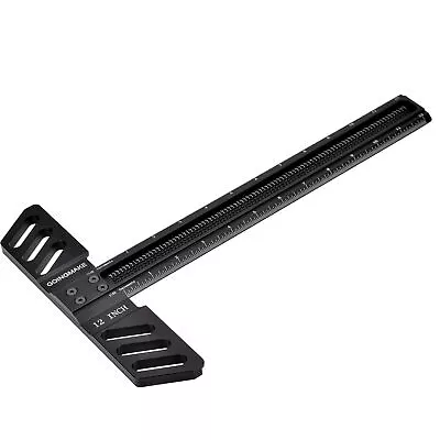 Woodworking T-Square 12 Inch Aluminum Alloy T Square Ruler 1/32  Hole Scrbing... • $43.62