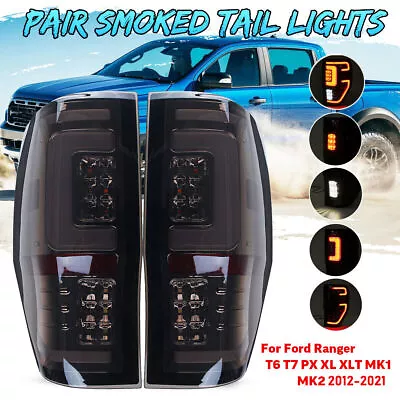 LED Tail Lights Smoked For Ford Ranger PX MK T6 T7 XL XLT XLS Wildtrak 2012-2021 • $149.99