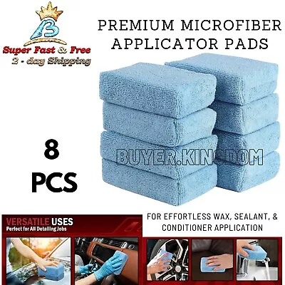 8 Microfiber Wax Applicators Car Detailing Pads Motorcycle Home Cleaning Sponge • $17.49