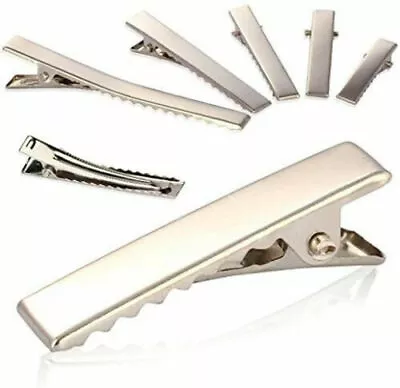 1  50 100x Small Medium Lot Silver Crocodile Alligator DIY Bow Blank Hair Clips • £1.49