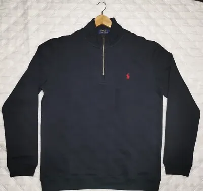 *PRE ORDER* POLO RALPH LAUREN Men's Navy Blue Estate-Rib Half Quarter Zip Jumper • £49.99