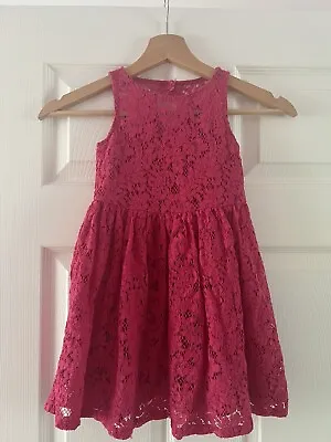 £10 • Buy Polo Ralph Lauren Girls Bright Hot Pink Fuschia Lace Dress Age 4 Wedding Party