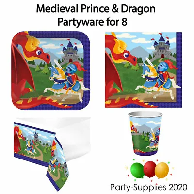 Medieval Prince & Dragon Party Tableware  - Children's Party Pack - 8  • £17.99