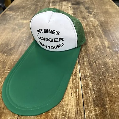 Vintage 1980s Bet Mine’s Longer Fishing Giant Long Brim Mesh Trucker Joke Hat • $59.88