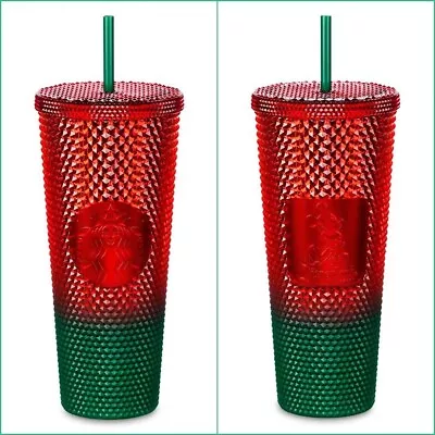 Starbucks Walt Disney World Mickey Mouse Green Red Holiday Tumbler Cup Straw NIB • $16.97