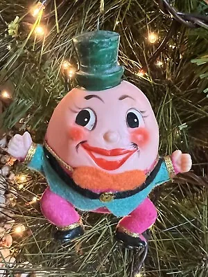 Vintage Japan Humpty Dumpty Blow Mold Style Plastic Flocked Christmas Ornament  • $7