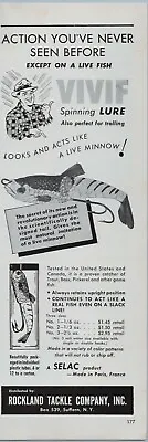 Vivif Spinning Fishing Lure Old Fishing Tackle Print Ad Flyer C1954 SuffernN.Y. • $11.49