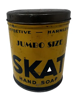 Skat Hand Soap Vintage Original Yellow Tin Canister Americana Memorabilia  Rare • $22