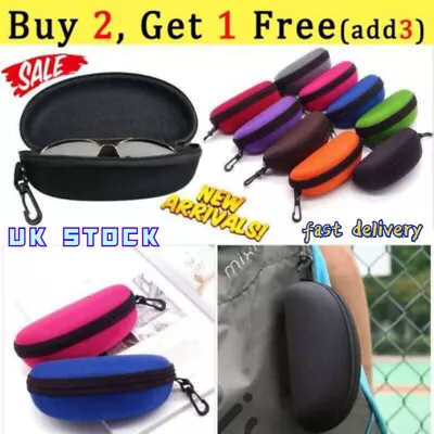 Portable Sunglasses Hard Case Box Zipper Eye Glasses Protector Hold Gift Large • £3.98