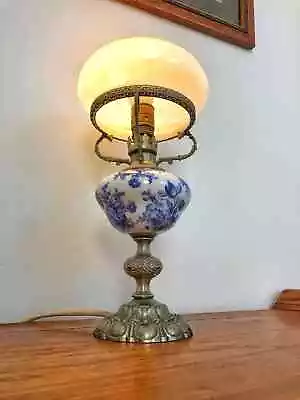 Delft Blue Antique Electric Lamp Hand Painted (late 1800s) • $149