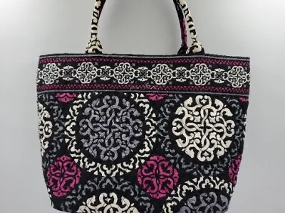 Vera Bradley Canterbury Black Magenta Tote Purse Handbag Bag Nice • $14.90