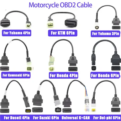 16PIN OBD2 Connector Diagnostic Adapter Scan Cable For SUZUKI Honda Motorcycle • $10.82