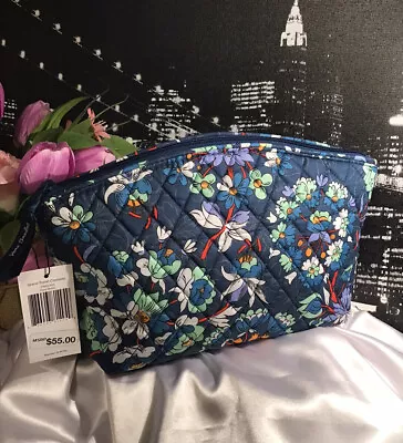 Vera Bradley Grand Travel Large Quilted Cosmetic Bag In FLORAL BURSTS NWT RV$55 • $26.99