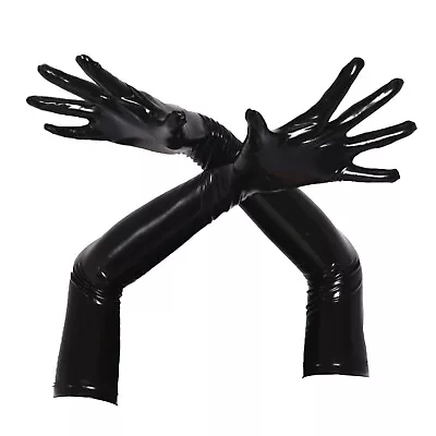 Wet Look Leather Long Gloves Women's Elbow Length Gloves Cosplay Party Costume • $12.64