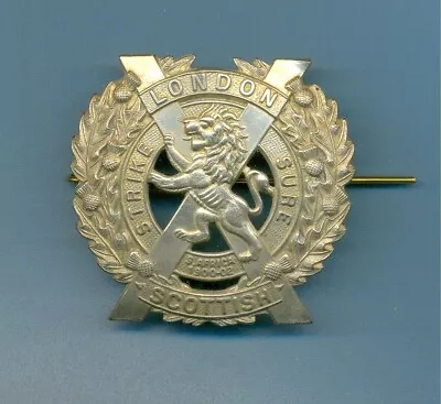 14th COUNTY OF LONDON.LONDON SCOTTISH.WHITE METAL ARMY CAP BADGE • £10