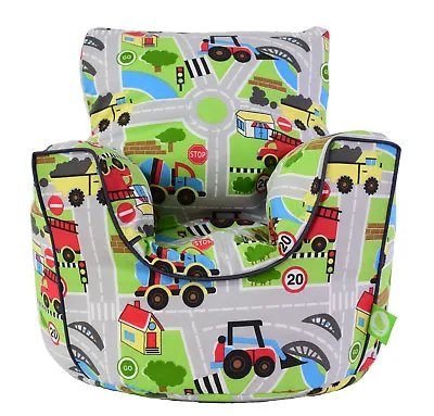 Cotton Transport Road Map Bean Bag Arm Chair With Beans Toddler Size  Bean Lazy • £24.99