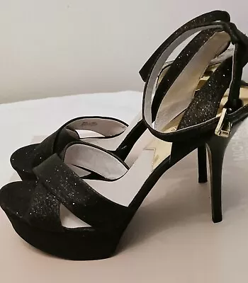 Womens Michael Kors Gideon Sandals Black Sparkling Sz 10 • $20