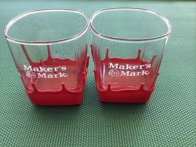 2 Maker's Mark Bourbon Whiskey Wax Seal On The Rocks Glasses • $19.99