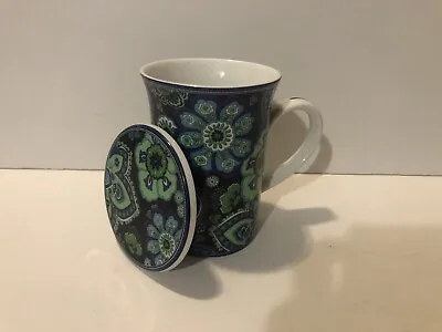 Vera Bradley Porcelain Coffee Tea Mug Cover Lid Blue Rhapsody Barnes & Noble • $12.99