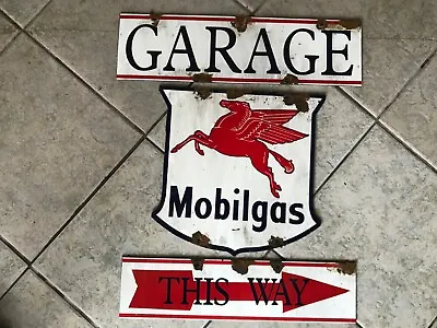 Antique Style-barn Find Look Mobil Pegasus Dealer Service Station Gas Oil Sign • $95.99