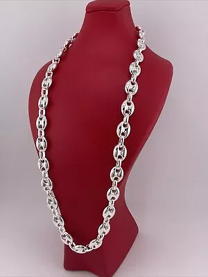 925 Sterling Silver Mens Mariner Puffed Link Chain Necklace 11MM 22”inches • $119.99