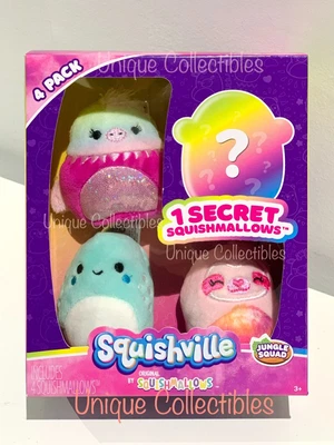 $34.99 • Buy Squishmallows Squishville 4-pack Jungle Squad Chet Tarryn Lillith Argos NEW
