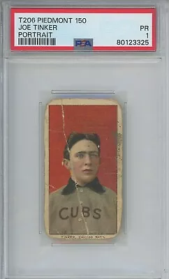 1909 T206 Piedmont 150 JOE TINKER Portrait PSA 1 Baseball HOF Chicago Cubs • $350